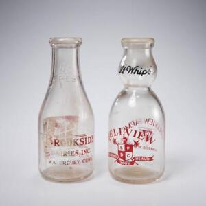 Bellview Farms Brookside Dairies Himrod NY Waterbury CT Vtg Glass Milk Bottles