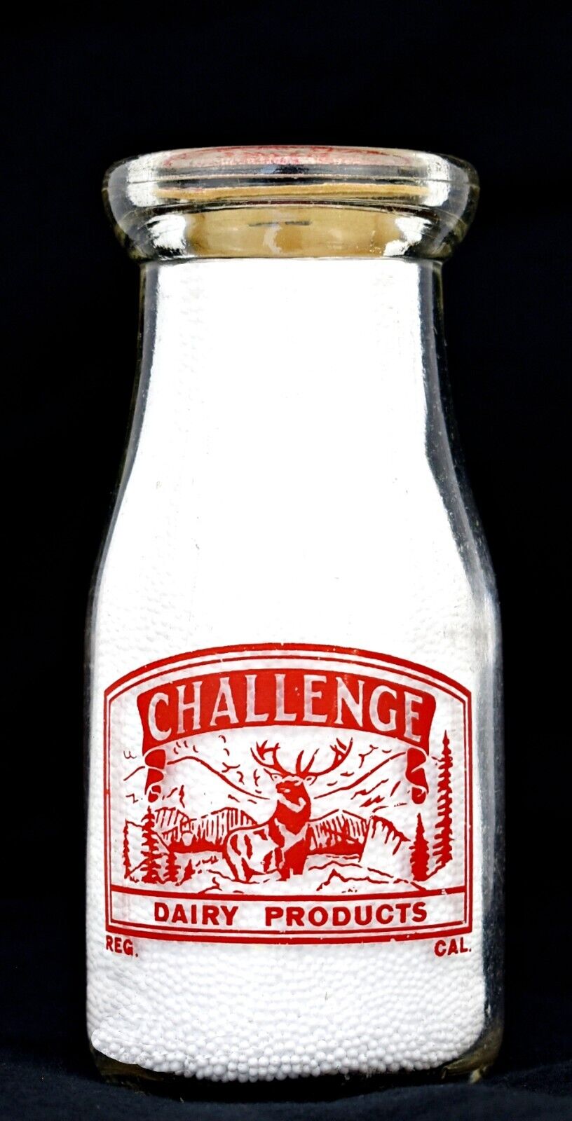 CHALLENGE DAIRY Rare HP Size Red Pyro Milk bottle SAN LUIS OBISPO, California CA