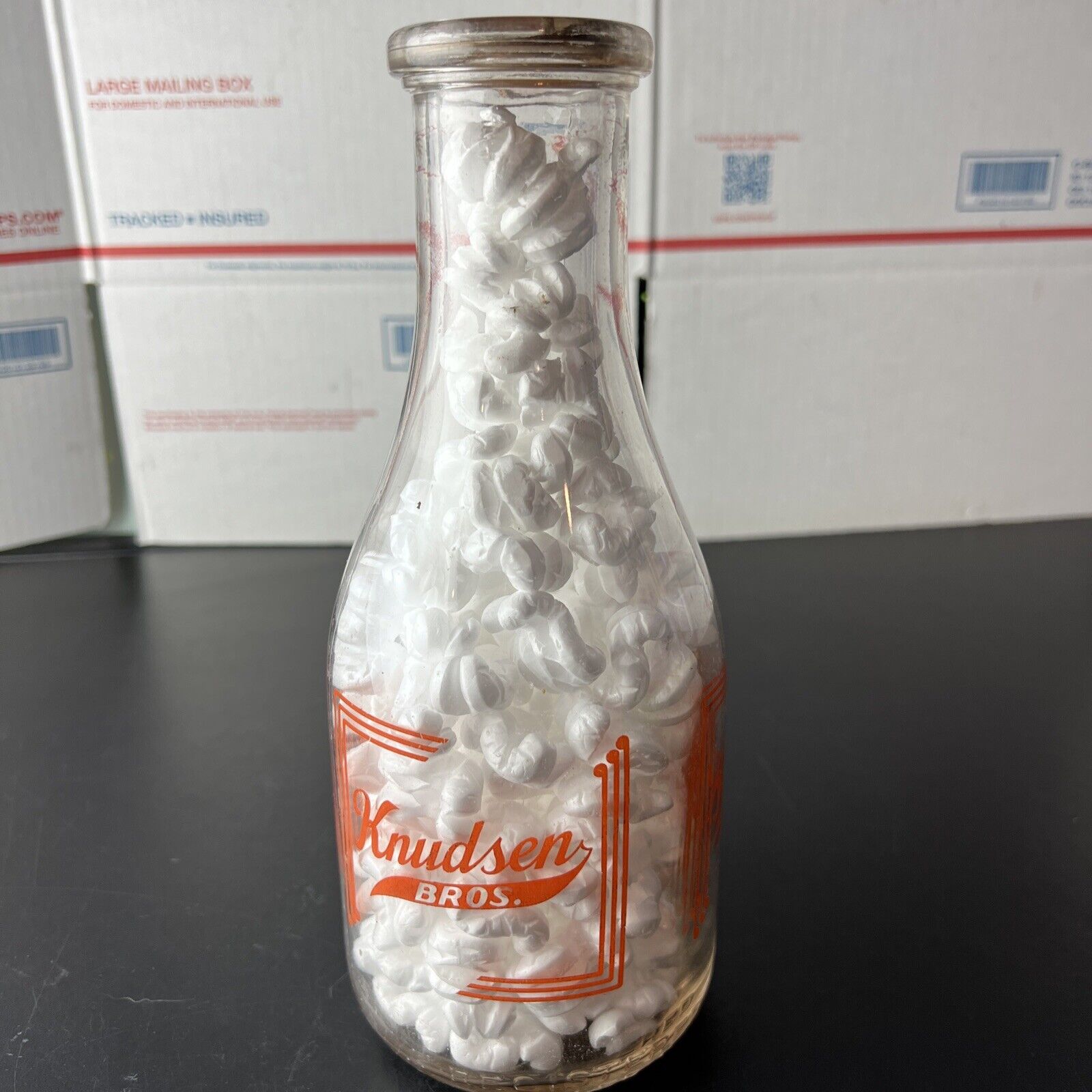 VTG Knudsen Bros Milk Bottle Dairy Hartford Connecticut Painted Label