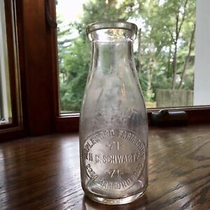 Pt Milk Bottle Maplewood Farm Dairy H C Schwartz Harford Road Baltimore MD Rare