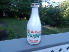 Vintage 1936 Curly's Dairy 2-Color Quart Milk Bottle Salem Ore. Buttermilk