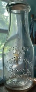 SCOTT'S DAIRY JERSEY PRODUCTS TROY MISSOURI 1930S SLUGPLATE PINT MILK BOTTLE