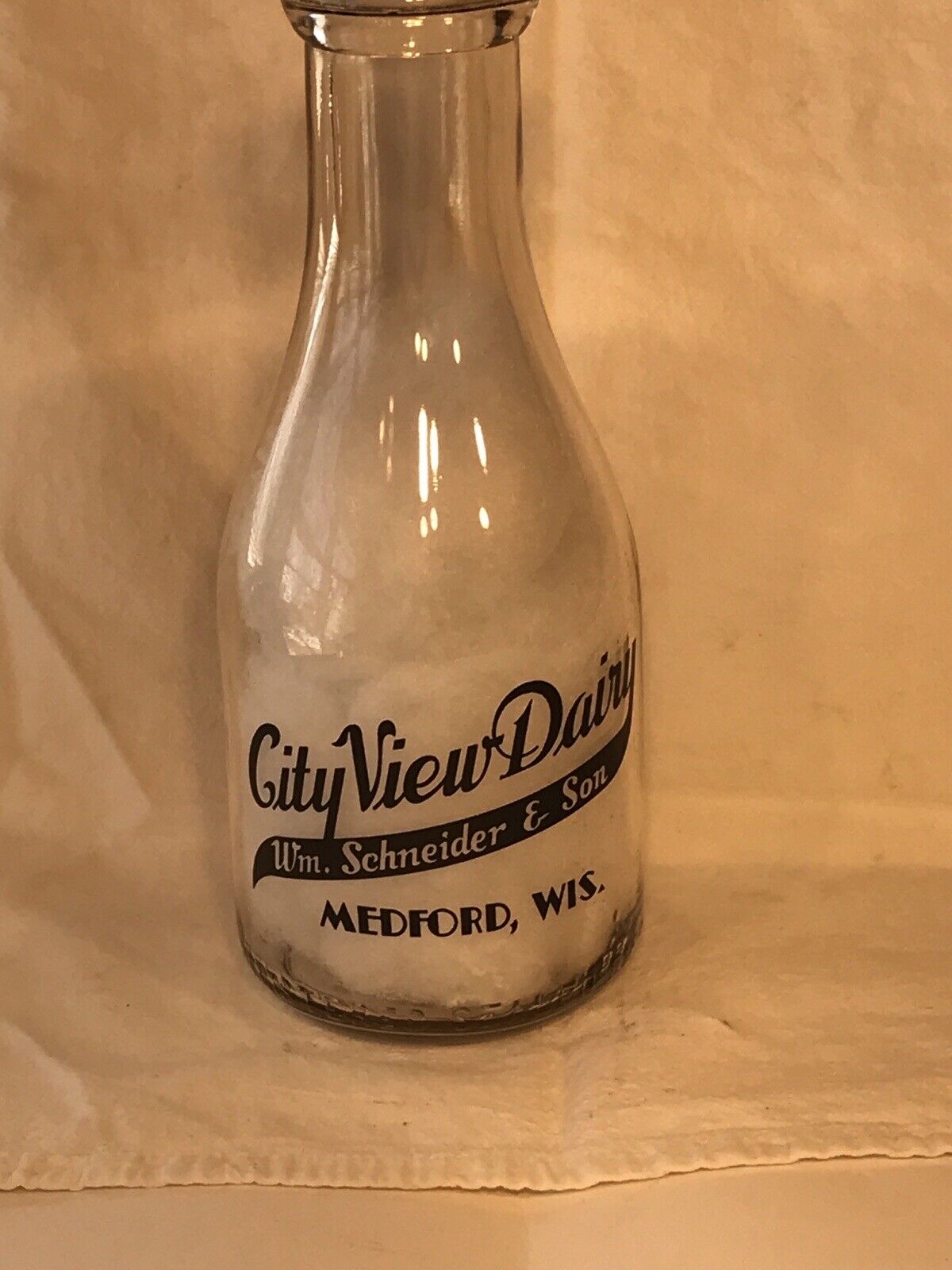 City View Dairy Bottle William Schneider & Son, Acl Quart Medford Wisconsin