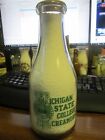 Michigan State College East Lansing Mich. TRPQ Milk Bottle Tall Round Pyro Quart