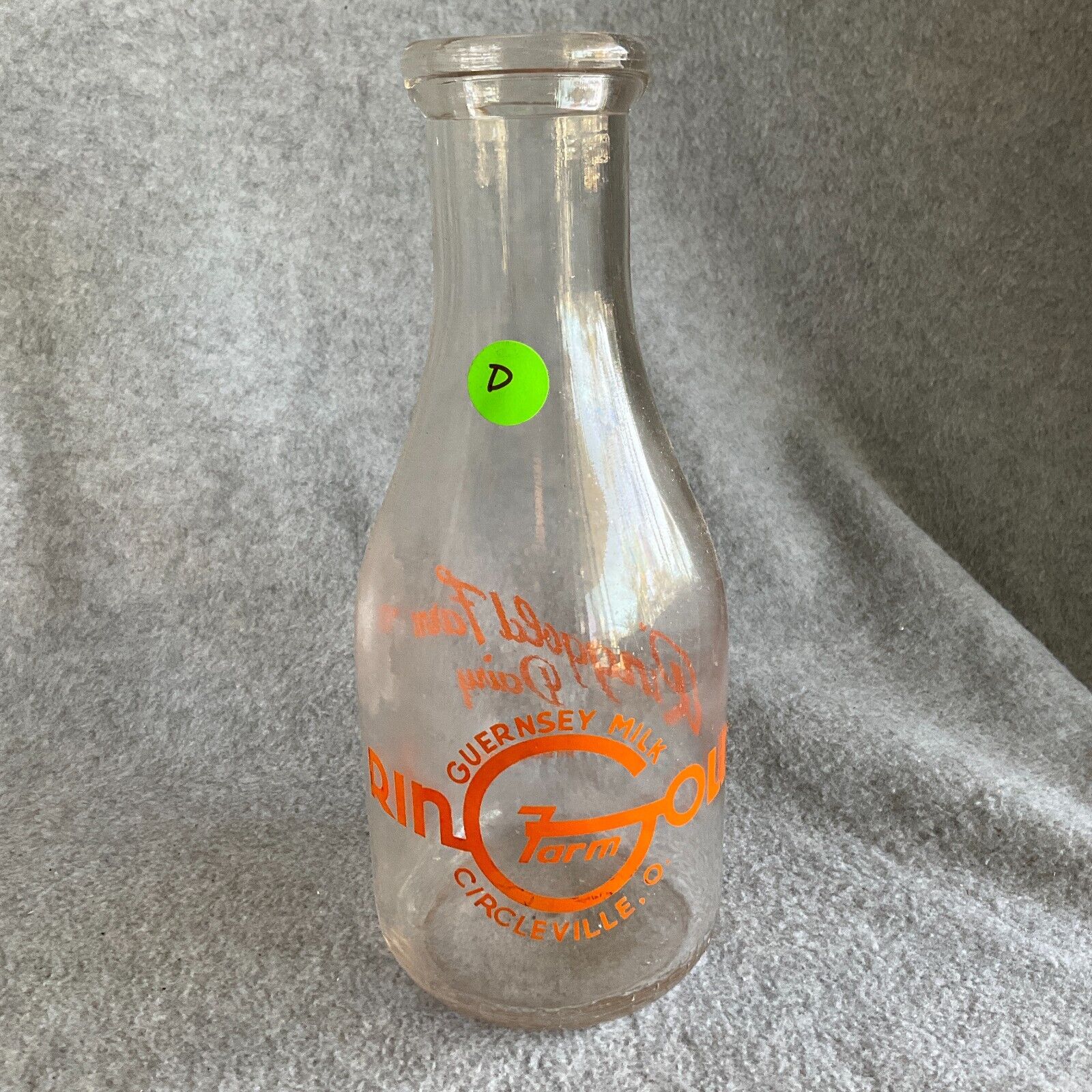 Vintage Ringgold Farm Dairy Milk Bottle Circleville, Ohio - Rare *Please Read*