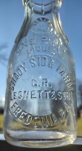 GR LESNETT & SONS SHADY SIDE FARM FREDONIA PA Pint Milk Bottle Mercer Greenville