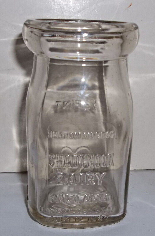 Boardman Bros Shady Brook Dairy Palo Alto CA Embossed Blake Hart Quarter Pint