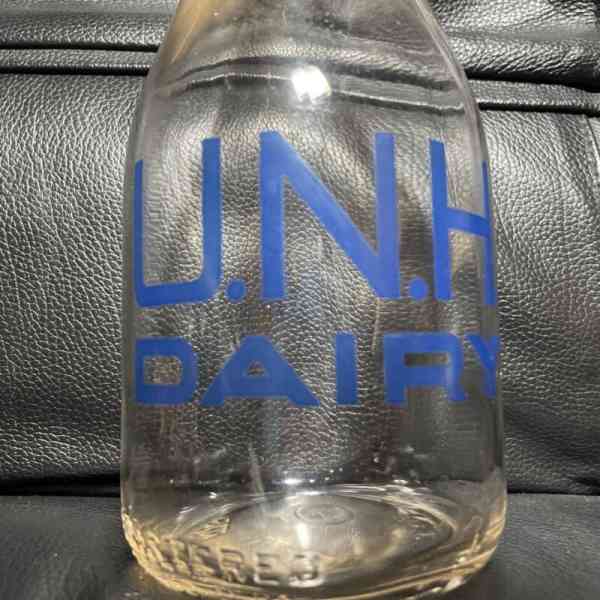 UNH Milk Bottle Blue Letters University Of New Hampshire