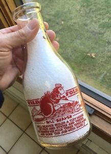 Old Reading PA Milk Dairy Bottle Bill Beaver Farmers Fairfield Dairy Qt ACL