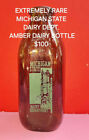 LANSING MICHIGAN STATE COLLEGE DAIRY AMBER QUART EXTREMELY RARE MILK BOTTLE