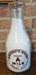 Rare 1947 Wright's Dairy Quart Milk Bottle From Shelby, N.C.