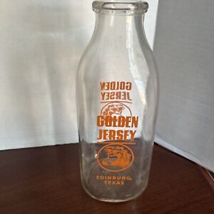 EDINBURG TEXAS TX GOLDEN JERSEY QUART MILK BOTTLE HARD TO FIND