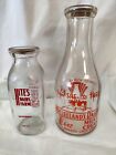 Pair Vtg California Milk/Cream Bottle Qt/Pint  Sacramento Novato Dairy Duraglas