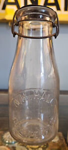 RARE N.H. HALL BREWER MAINE PENOBSCOT COUNTY TIN-TOP PINT DAIRY MILK BOTTLE