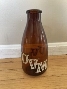 University of Vermont UVM Farm Amber Milk Bottle Rare Vintage