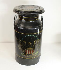 Antique Puritan Dairy Milk Can Perth Amboy NJ Painted American Eagle Farm House