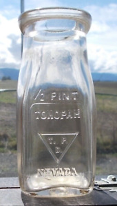 Tonopah Nevada DAIRY Milk Bottle 1/2 Pint EMBOSSED *TPD* Rare SQUARE Bottom RARE