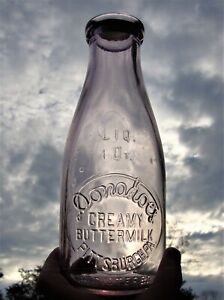 DONAHOE'S CREAMY BUTTERMILK ~ EARLY PITTSBURGH, PA. EMBOSSED QUART MILK BOTTLE