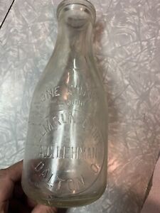 A C Lehman Elm Run Dairy Dalton Ohio Vintage Milk Bottle Antique Wayne Co Rare