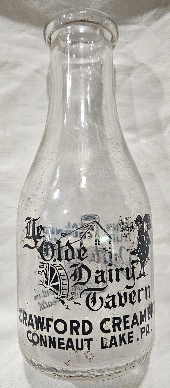 Vintage Milk Bottle Ye Olde Dairy Tavern Crawford Creamery Conneaut Lake PA
