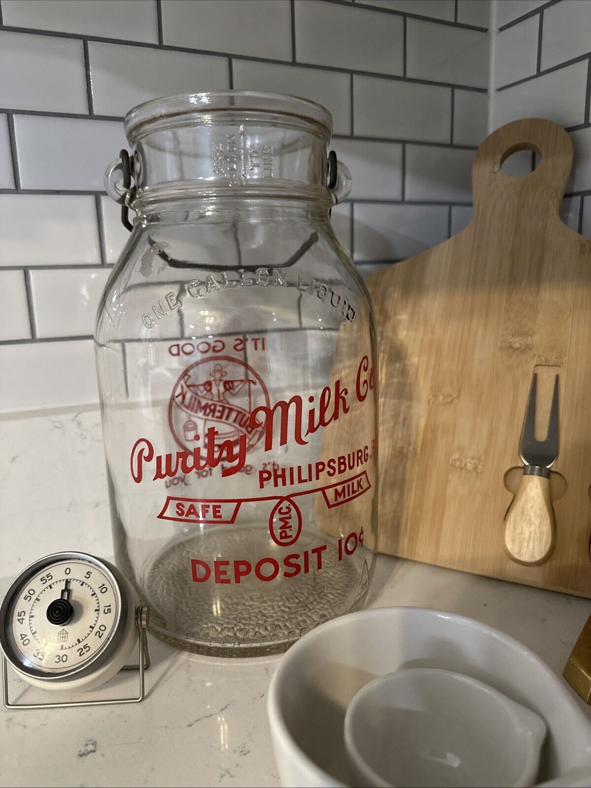 Vintage Philipsburg PA Purity Dairy Glass Milk Jug Bottle Gallon Buttermilk