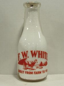 TRPQ Milk Bottle Lone Pine Farm FW White Dairy North Stonington CT NEW LONDON CO