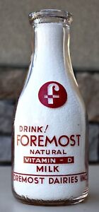 Early 1937 FOREMOST Red Pyro QT Milk Bottle, Charlotte NC