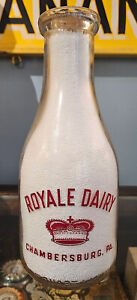 TRPQ ROYALE DAIRY CHAMBERSBURG PA FRANKLIN COUNTY ACL/PYROGLAZED MILK BOTTLE