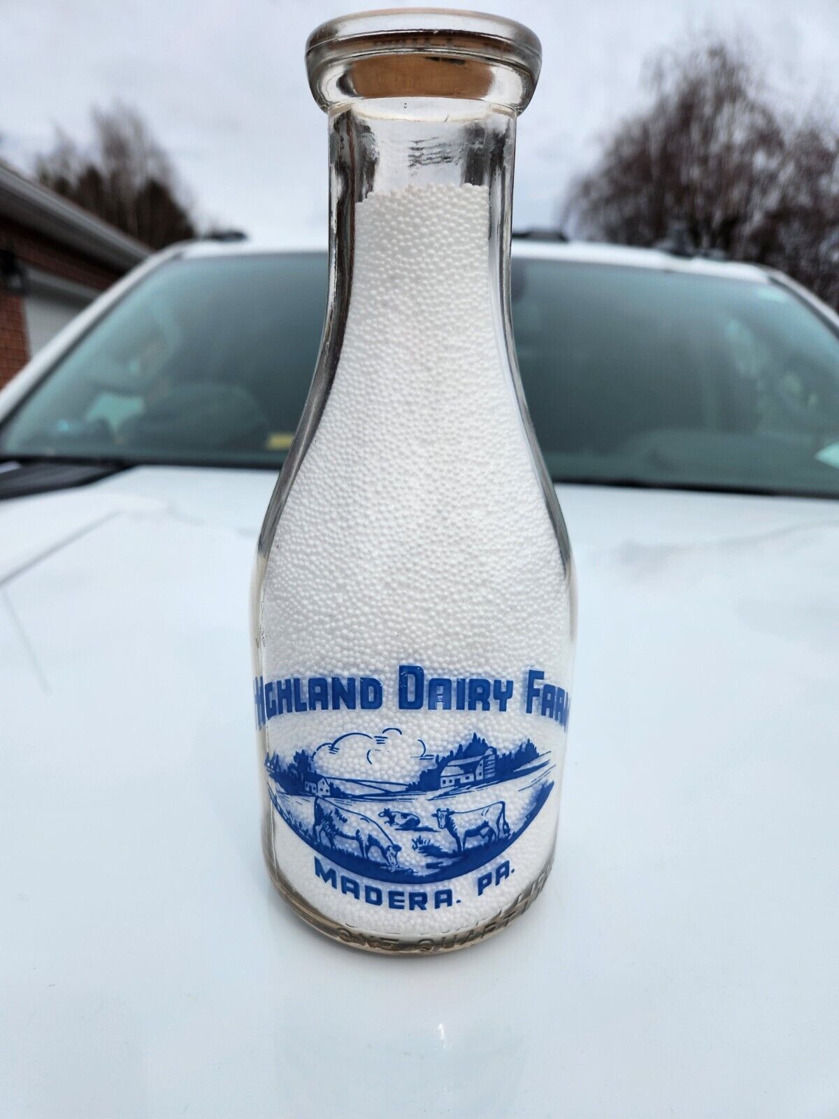 Early quart Highland Dairy Farm Madera Pa. milk bottle, Fountain of Youth