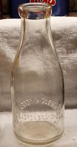 RARE JOHNSTON & CLEMMONS ACRON BRANCH DAIRY WILMINGTON NORTH CAROLINA QUART