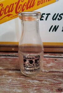 VINTAGE RARE KNAPP FARM NASHVILLE,TN HOLSTEIN MILK 1 PINT BLACK PYRO BOTTLE TRPP