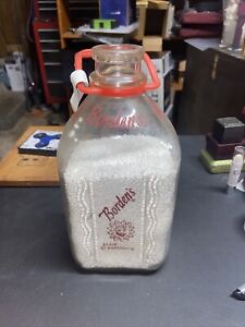 RARE FOUR SIDED Vintage Borden’s two quarts Glass Milk Bottle Jug SQUARE ELSIE