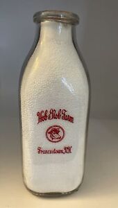 Vintage HOB & NOB FARM ACL Quart Milk Bottle Francestown, New Hampshire Cow Head