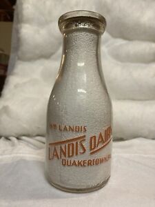 TRPP Wm. Landis Dairy Quakertown, Pa. Bucks County, 1947 Milk Bottle w/cap