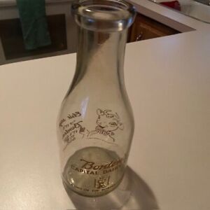 Vintage Borden’s Quart Glass Milk Bottle Jug Elsie the Cow