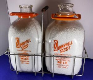 Sunnyhill Farms Gallon Milk Bottles With Metal Carrier