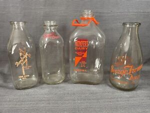 Lot Antique Vintage Glass Milk Bottles Bonfoeys Mumpers George Fromm Dairy PA