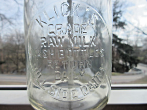 QUART MIILK BOTTLE KLICK'S HILLSIDE DAIRY BETHEL PA AREA