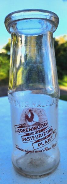 Greenwood Pasteurizing Plant Half Pint ACL Milk Bottle South Carolina / SC