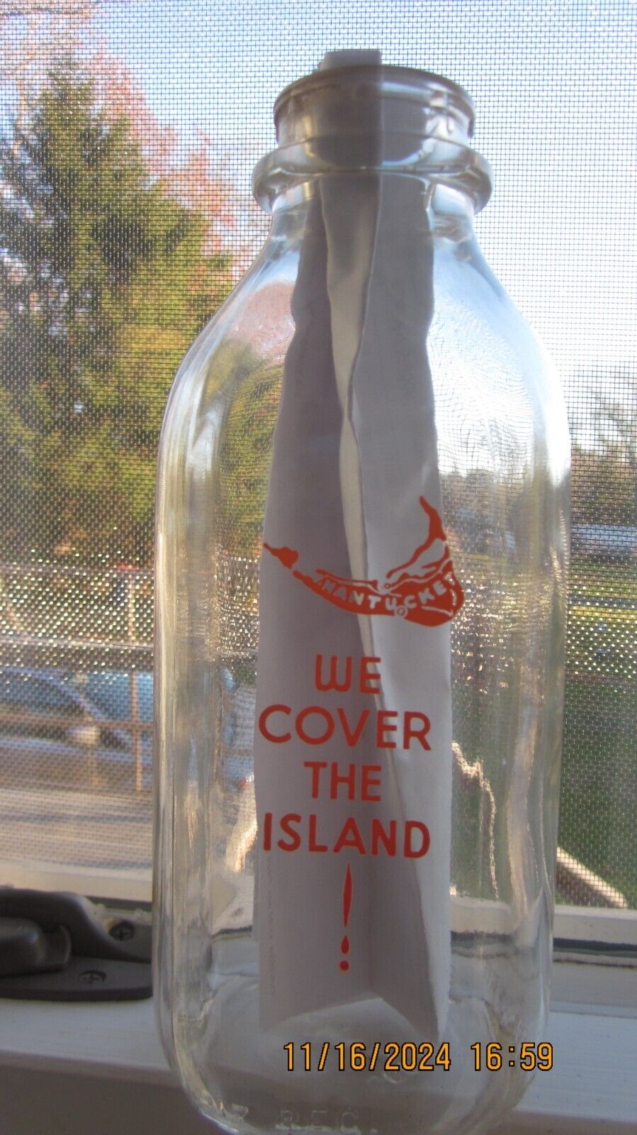 Quart Milk Bottle Nantucket Dairy Very Nice Condition