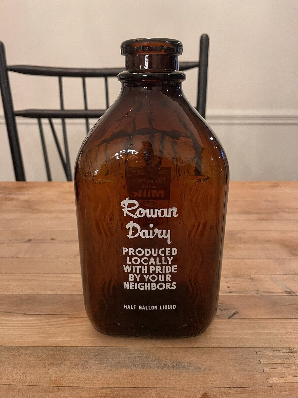 Vintage Rowan Dairy Half Gallon Bottle Chocolate Milk Brown Bottle - Great Shape