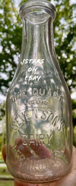 1947 SEVEN SON’S DAIRY QUART MILK BOTTLE, LEBANON, KY KENTUCKY