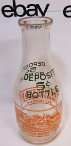 Homestead Dairy Produce Co Farm Salisbury Maryland Color Quart Milk Bottle 9.5