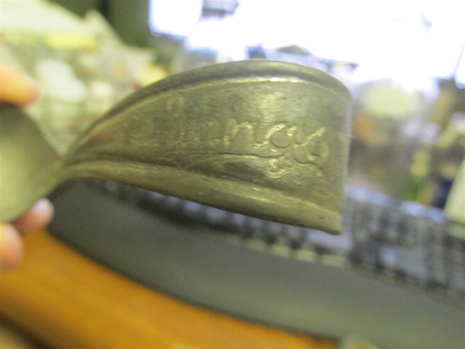 Vintage Lang's metal Cream Top Spoon milk bottle dairy RARE Buffalo, N.Y. Dairy