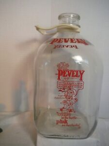 PEVELY DAIRY 1950'S 1 ONE GALLON PINKY PEVELY GLASS MILK BOTTLE ANTIQUE VINTAGE