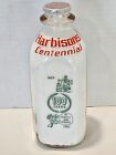 Vtg Harbisons Dairy Centennial 100 Years One Quart Glass Milk Bottle 1865-1965