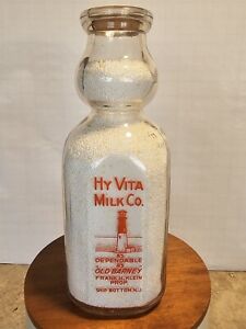 Tall SQ Pyro Quart milk bottle Cream Top Ship Bottom NJ New Jersey  Hy Vita LBI