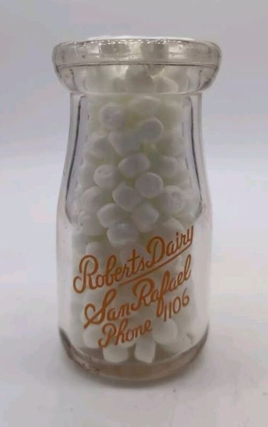 Roberts Dairy 1/4 Quarter Pint Milk Bottle San Rafael California Marin County