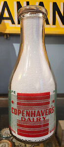 COPENHAVER'S DAIRY RAMEY PA CLEARFIELD COUNTY ACL/PYROLGAZED QUART MILK BOTTLE