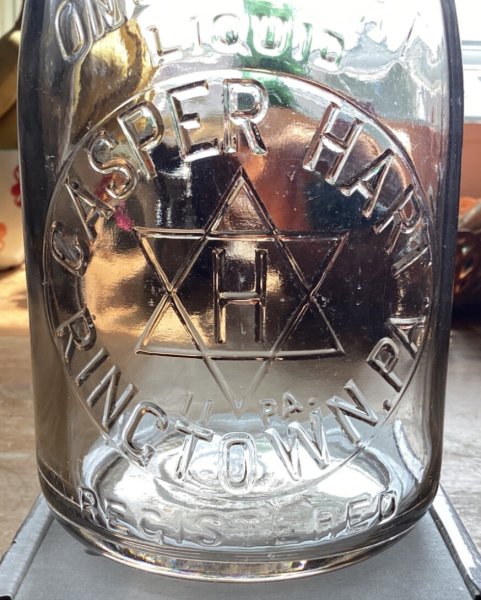 New ListingTREQ MILK BOTTLE CASPER HART STAR of DAVID RINGTOWN PENNSYLVANIA PA